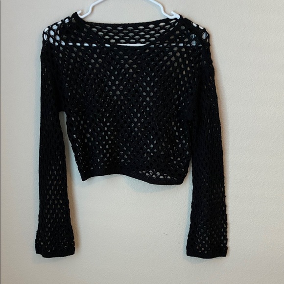 Black Mesh Knit Top and skirts set - Picture 1 of 3